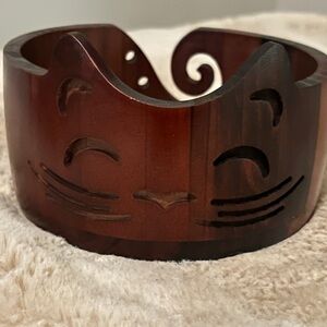Cat Face Wooden Yarn Bowl